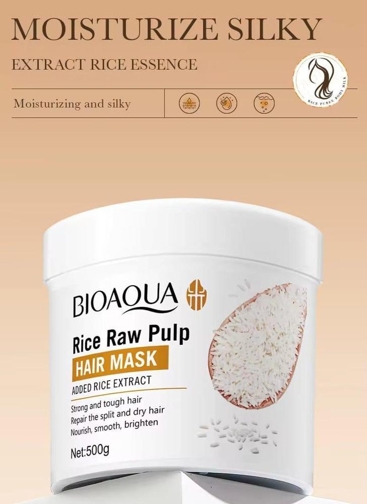 BIOAQUA Rice Raw Pulp Hair Mask For Dry Damaged Hair 500g - Solved All Hair Problem